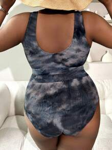 Slaydiva Summer Beach Plus Size Tie Dye Bikini Set