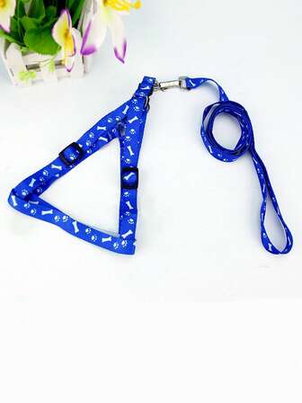 1入組骨頭圖案寵物背帶和1条皮带