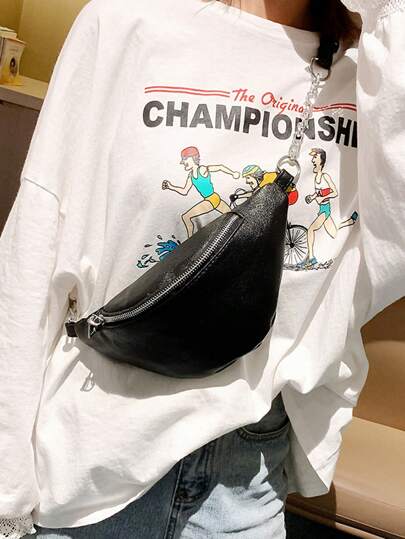 PU Bum Bag Black Zipper