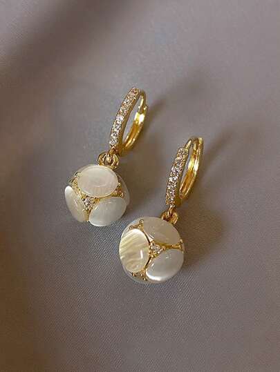 水鑽裝飾圓形耳墜