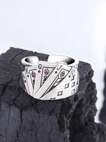 1 Miếng Retro Đồng Chơi bài Trang trí Có thể điều chỉnh Nhẫn Đối với phụ nữ Nam Để Trang Trí Hàng Ngày , Đối với Đồ trang sức Qủa tặng Và Buổi tiệc - Nhiều màu - Xem 4