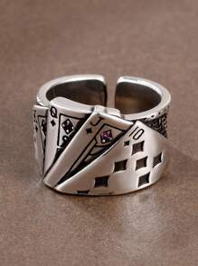 1 Miếng Retro Đồng Chơi bài Trang trí Có thể điều chỉnh Nhẫn Đối với phụ nữ Nam Để Trang Trí Hàng Ngày , Đối với Đồ trang sức Qủa tặng Và Buổi tiệc - Nhiều màu - Xem 7