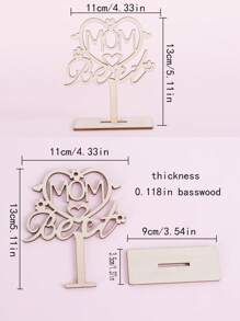 1入組字母設計裝飾工藝品用於家居裝飾創意木製裝飾物 - 杏色 - 查看 2