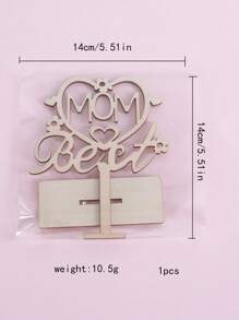 1入組字母設計裝飾工藝品用於家居裝飾創意木製裝飾物 - 杏色 - 查看 3