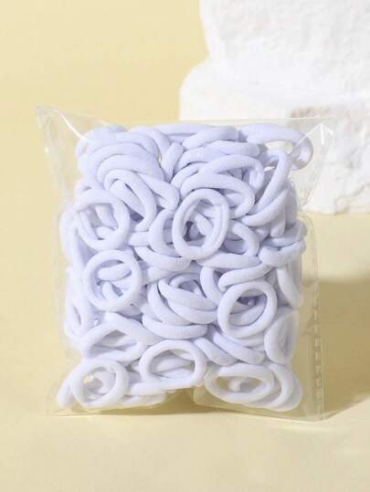 bilicaca 100pcs Girls Solid Color Polyamide Hair Tie For Daily Life