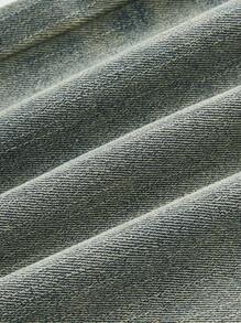 ROMWE Grunge Punk 纯色喇叭裤牛仔裤，学校 - 淺色水洗藍 - 查看 3