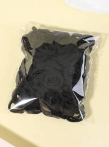 bilicaca 100pcs Girls Solid Casual Hair Tie For Hair Decoration - Black - View 3