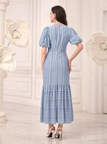 Modelyn Sukienki w stylu arabskim Zmarszczone szycie Zamek błyskawiczny W Paski Elegancki