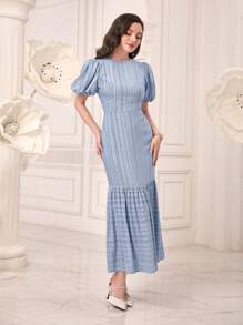 Modelyn Sukienki w stylu arabskim Zmarszczone szycie Zamek błyskawiczny W Paski Elegancki