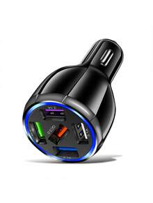 5口USB車充快充充電器適配器 - 黑色 - 查看 4