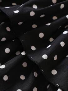 Baby Girl Puff Sleeve Blouse & Polka Dot Print Bow Front Layer Hem Skirt - Multicolor - View 6