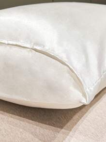 2pcs Polyester Satin Pillowcase Set - Solid Color Pillowcases Good For Hair And Skin, With Envelope Closure, No Pillow Insert, Suitable For Bedroom, Guest Room, Dorm (Boys/Girls), Travel - White - View 6