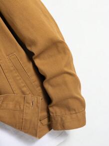 Manfinity Homme Men Long Sleeve Cotton Flap Pocket Denim Jacket Without Tee , Fall