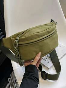 Medium Bum Bag Green Minimalist Adjustable Strap For Daily - Green - View 2