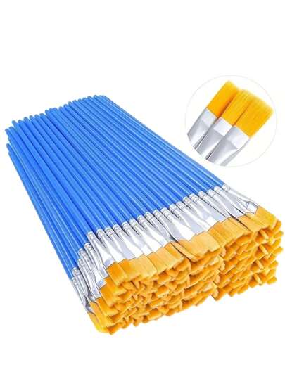 30pcs Fine Nylon Hair Flat Paint Brush Set For Detail Painting With Watercolor Back To School,Back To School,School Supplies