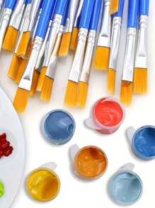 30pcs Fine Nylon Hair Flat Paint Brush Set For Detail Painting With Watercolor Back To School,Back To School,School Supplies