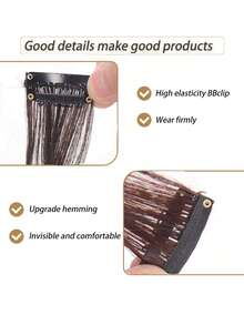 Short Curly Synthetic Hair Bangs - Dark Brown - View 2