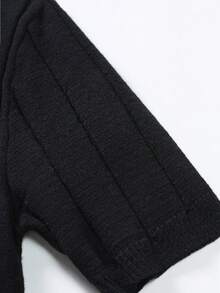 Manfinity Homme Men Quarter Button Ribbed Knit Top - Black - View 5