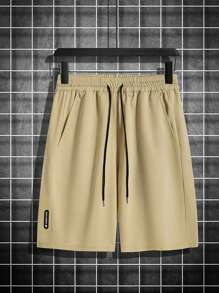 Manfinity Hypemode Men Plus Drawstring Waist Shorts - Khaki - View 3