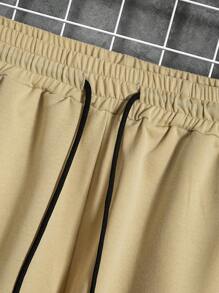 Manfinity Hypemode Men Plus Drawstring Waist Shorts - Khaki - View 5