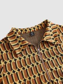 SHEIN MOD 大碼滿版印花1/4拉鍊緊身洋裝