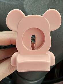 1pc Bear Design Silicone Watch Charger Stand Compatible With Apple Watch - Pink - View 3