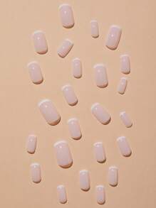 Upgrade Your Look With 24pcs Short Square French Style Full Cover Fake Nail Set Press On Nails Nail Supplies - Multicolor - View 2