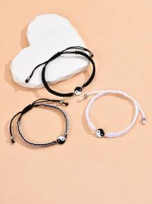 3 pièces Set de bracelets tressés polyvalents et pour femmes
