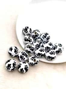 15入組/套1.6釐米爪子圖案木頭DIY珠子適合女士DIY首飾製作 - 彩色 - 查看 1