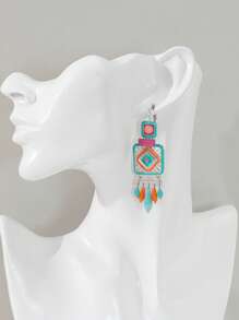 1對琺瑯耳環,隨機釘珠顏色 - 彩色 - 查看 3