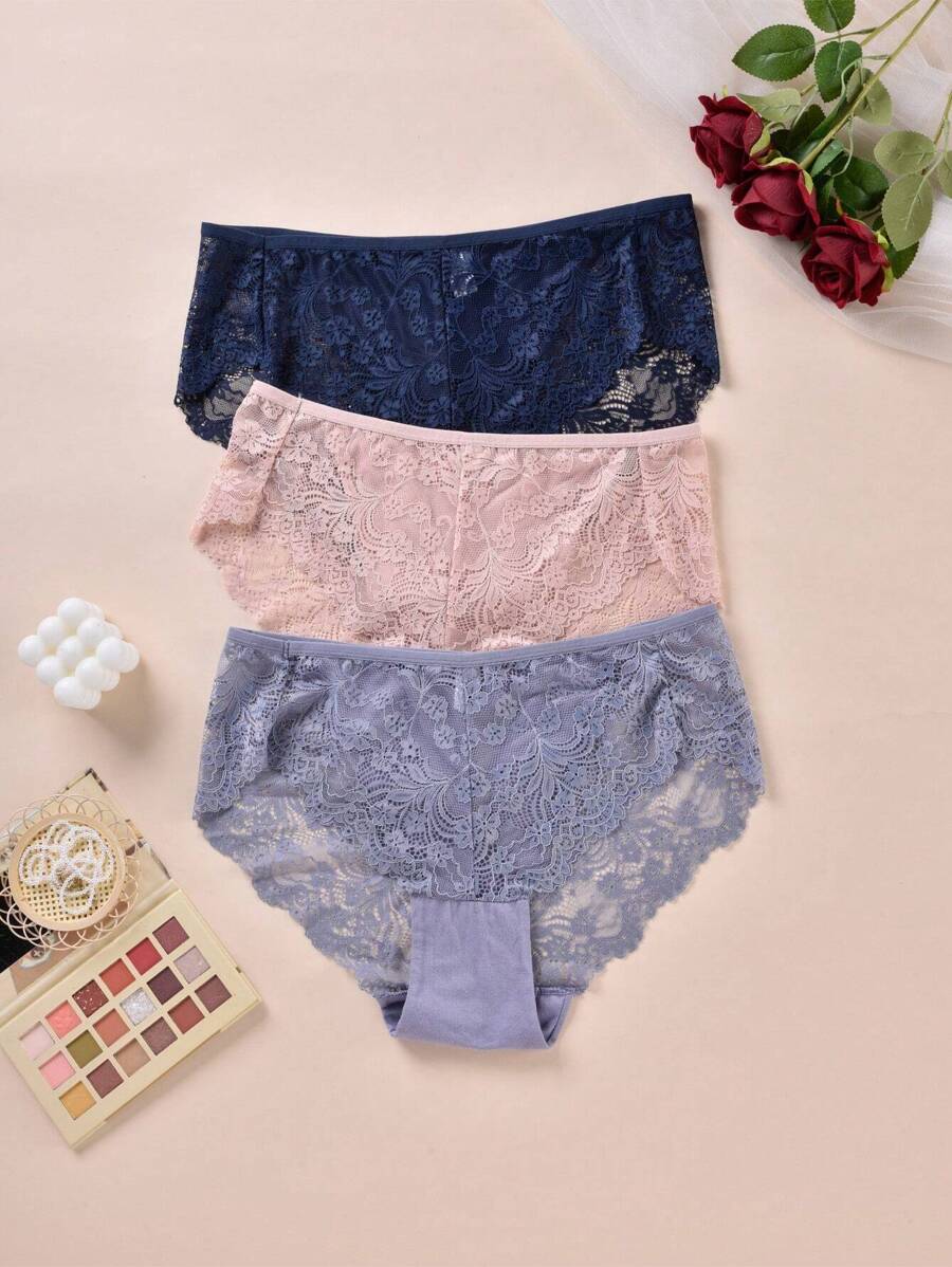 FOVTY 3 chiếc quần lót nữ ren cỡ lớn gợi cảm - Nhiều màu - Xem 1