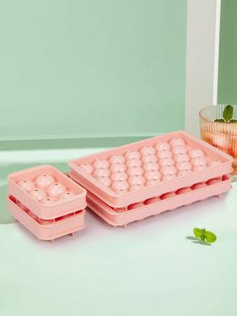 1入組PP素色冰球模具,北歐風素色製冰格帶蓋