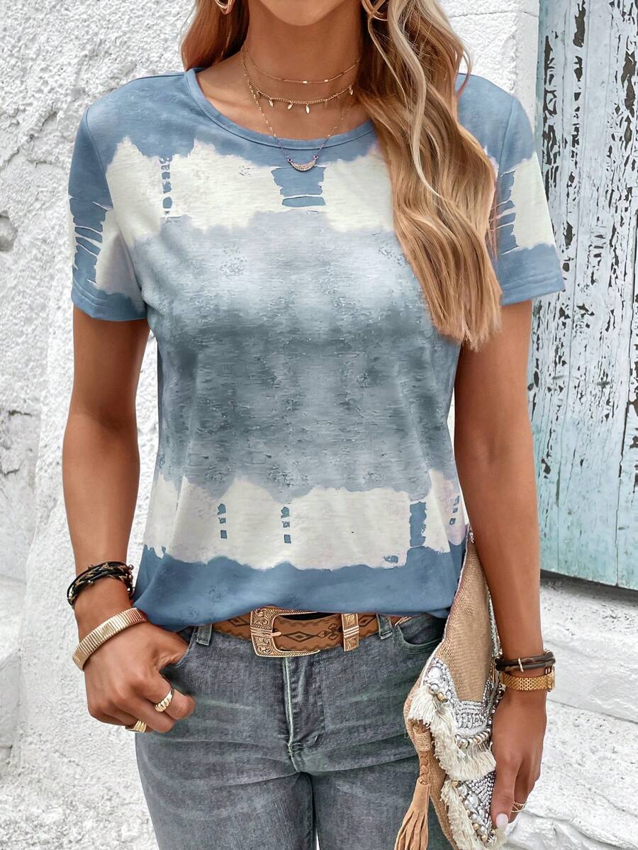 SHEIN LUNE 紮染T恤 - 彩色 - 查看 1