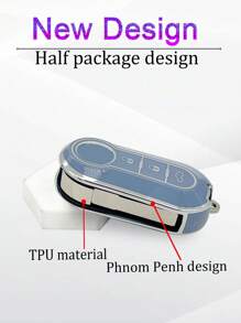 1入組防摔車鑰匙殼與FIAT兼容,鑰匙表袋用鏈條或絲帶連接到馬甲懷錶套 - 藍色 - 查看 3