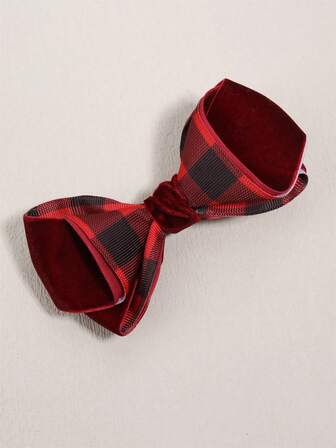 格紋圖案蝴蝶結裝飾鴨嘴夾