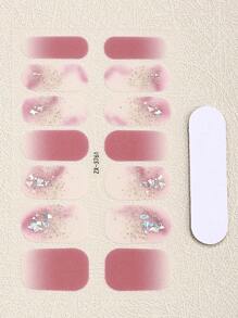 1sheet Glitter Nail Art Sticker & 1pc Nail File - Multicolor - View 2