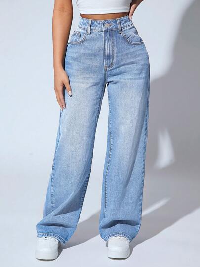 SHEIN PETITE Straight Leg Jeans