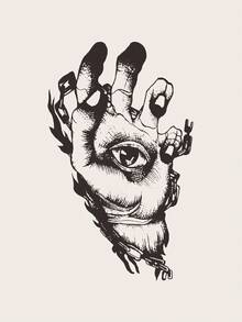 1 hoja Pegatina tatuaje ojo & con estampado de mano