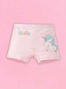 女孩4入組字母和獨角獸印花平角內褲 - 彩色 - 查看 5