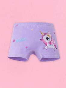 女孩4入組字母和獨角獸印花平角內褲 - 彩色 - 查看 6