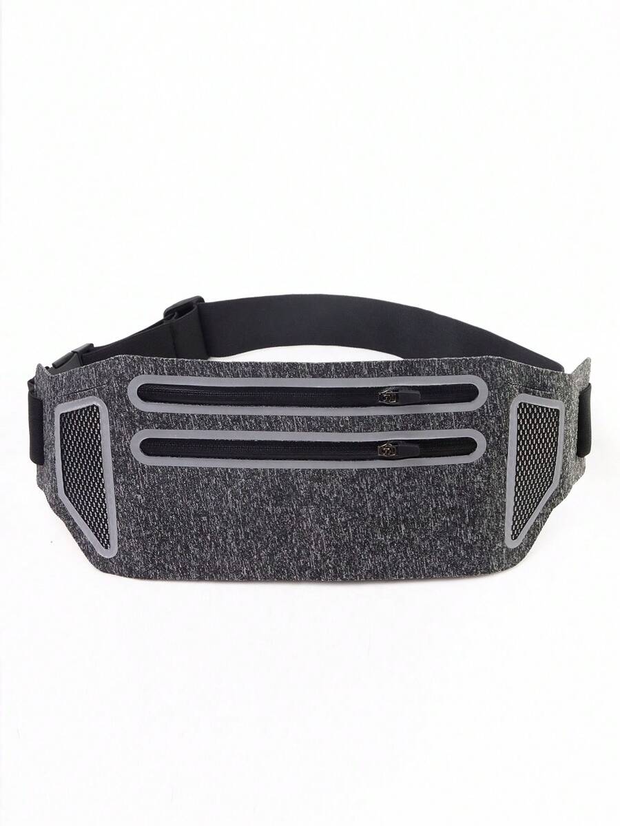 1pc Polyamide Zipper Running Bag - Grey - View 1