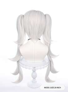 Peluca sintética cosplay largo recto con tupe - Plateado - Ver 2