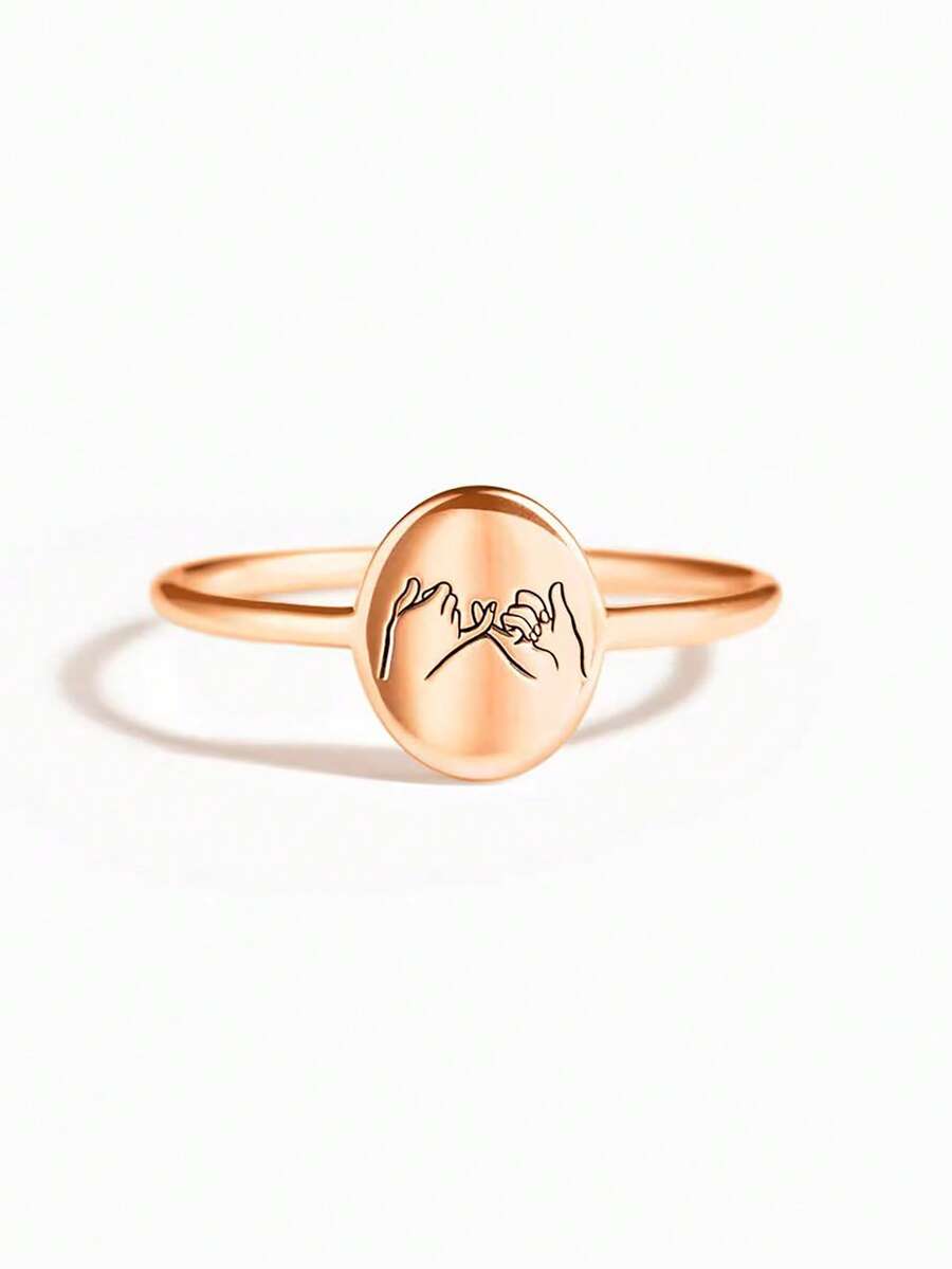 BALMORA 1 Nhẫn Bạc Lời Hứa Có Móc Dành Cho Nữ, Đơn Giản & Phong Cách, Cá Tính Quà Tặng Ngày Của Mẹ - Hoa hồng vàng - Xem 1