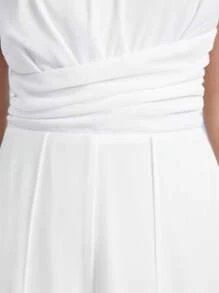 SHEIN Belle 高衩吊帶連體褲 - 白色 - 查看 3