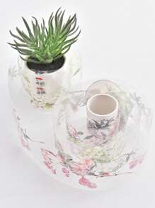 1卷花朵圖案創意多用途和紙膠帶適用於DIY手帳裝飾用品 - 綠色 - 查看 6