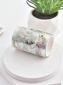 1卷花朵圖案創意多用途和紙膠帶適用於DIY手帳裝飾用品 - 綠色 - 查看 7