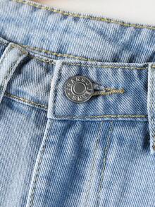 SHEIN EZwear Ripped Raw Hem Denim Shorts - Light Wash - View 3