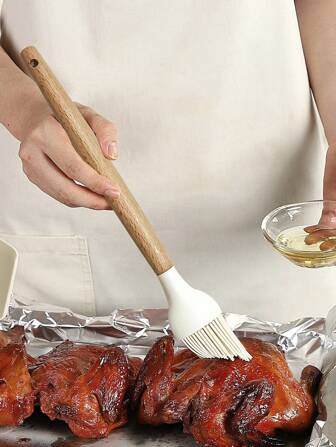 1入組矽膠油刷,現代長手柄油刷適用於廚房