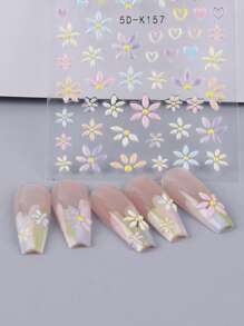 1sheet Flower Pattern Nail Art Sticker Nail Stickers DIY Nails - Multicolor - View 7