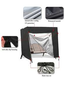 1pc Polyester Outdoor Swing Cover Tent - Black - View 2